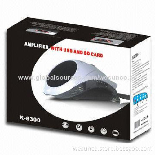 GOOD 10W PA Amplifiers with Big Size of 21*13*6cm, Broadcast MP3 Audio File in SD/MMC Card Directly